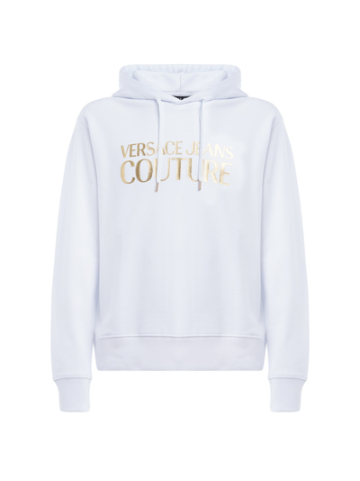 Shop Versace Jeans Couture Hoodie With Lamina Logo Print In 003 + 948
