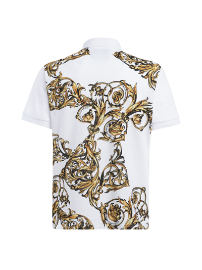 Shop Versace Jeans Couture Piquet Polo Shirt With Garland Print In 003 + 948