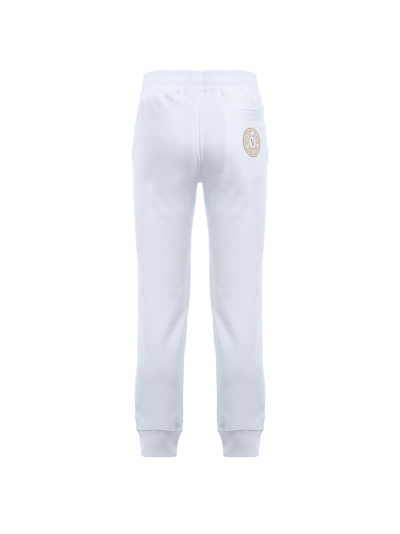 Shop Versace Jeans Couture Embroidered V Emblem Fleece Joggers In 003 + 948