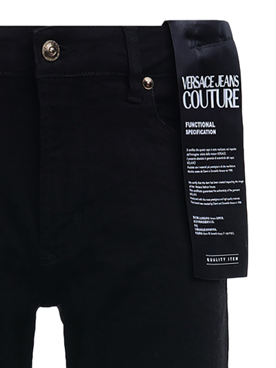 Shop Versace Jeans Couture Black Denim Jeans With Sun Embroidery In Black Black