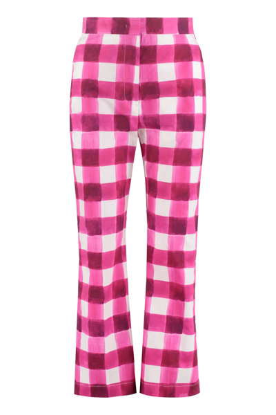 Shop Msgm Printed Cotton Trousers In Multicolor