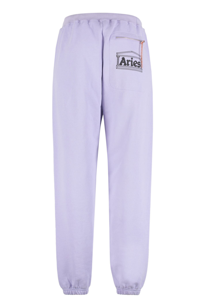 Shop Aries Logo Print Sweatpants In Lilac