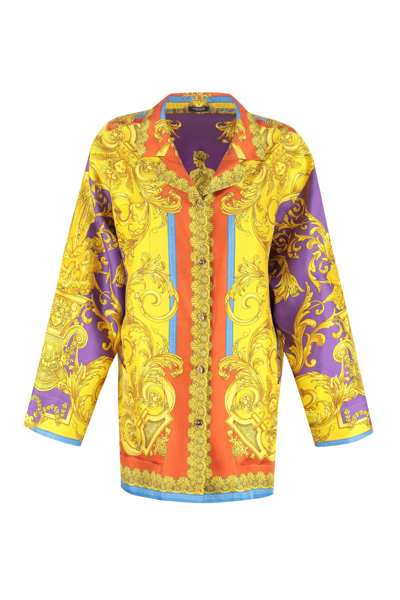 Shop Versace Printed Silk Shirt In Multicolor