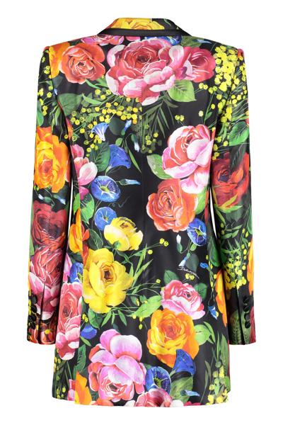 Shop Dolce & Gabbana Floral Print Silk Blazer In Multicolor