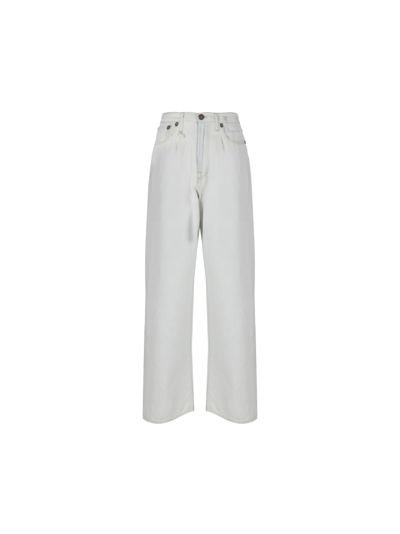 Shop R13 Damon Pleated Jeans In Kinney Linen Indigo