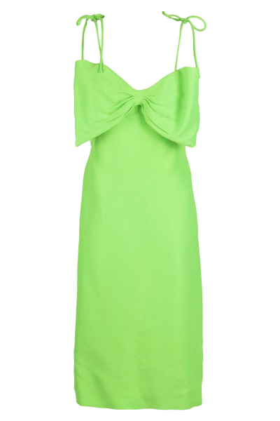 Shop Msgm Dress In Verde Fluo