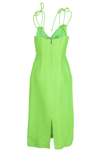 Shop Msgm Dress In Verde Fluo
