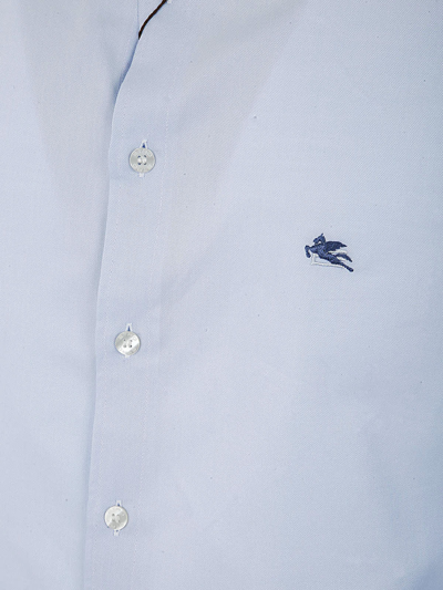 Shop Etro Slim Button Down Oxford Shirt W/logo In Light Blue