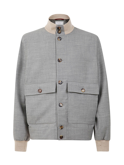 Shop Brunello Cucinelli Cashmere Double Bomber Jacket In Grey