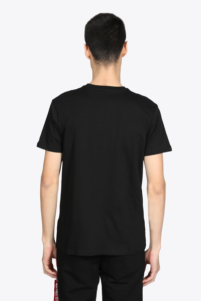 Shop Alpha Industries Basic T Small Logo Black Cotton T-shirt With Small Chest Logo In Nero
