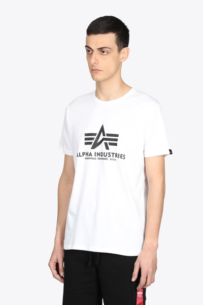Alpha Industries Basic T-shirt White Cotton T-shirt With Front Logo Print |  ModeSens