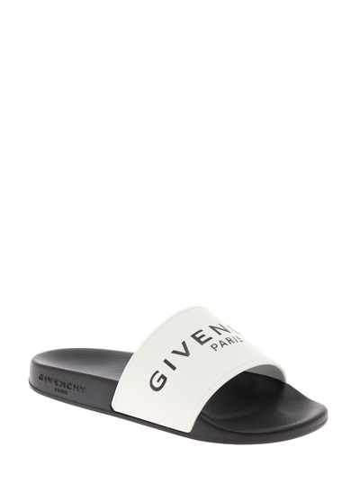 Shop Givenchy Black And White Slide Rubber Sandals With Logo  Kids Boy
