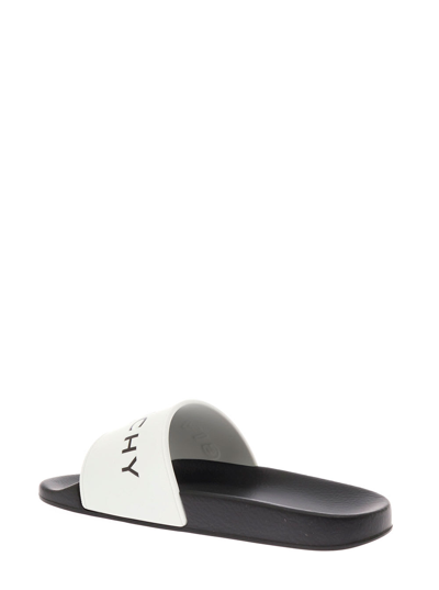 Shop Givenchy Black And White Slide Rubber Sandals With Logo  Kids Boy