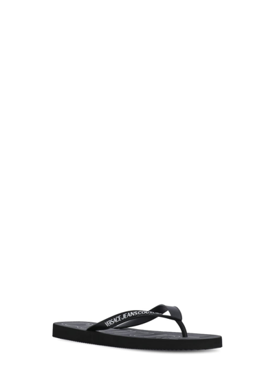Shop Versace Jeans Couture Flip-flops With Logo In Black
