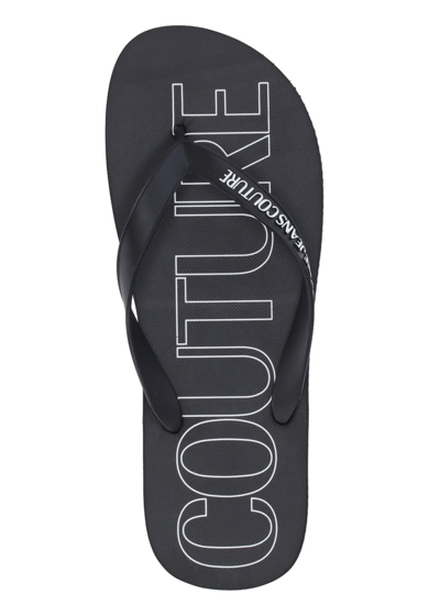 Shop Versace Jeans Couture Flip-flops With Logo In Black
