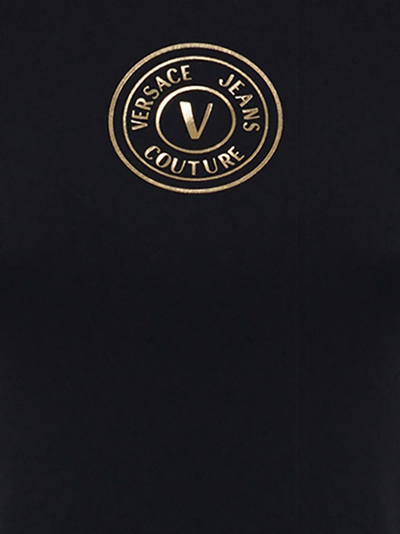 Shop Versace Jeans Couture T-shirt With Golden Logo In 899 + 948