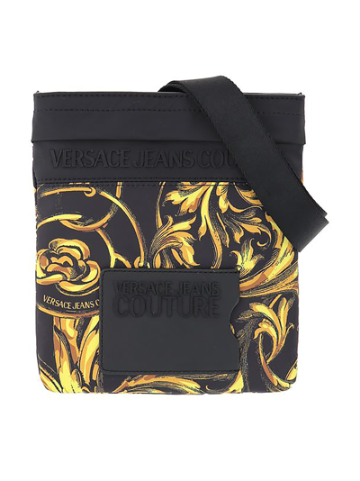 Shop Versace Jeans Couture Fabric Courier Bag With Print Detail In 899 + 948
