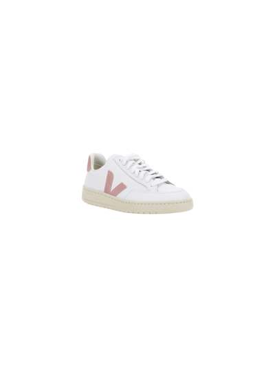Veja V-12 Bicolor Leather Court Sneakers In White | ModeSens
