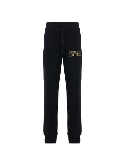 Shop Versace Jeans Couture Thick Lamina Logo Print Joggers In 899 + 948