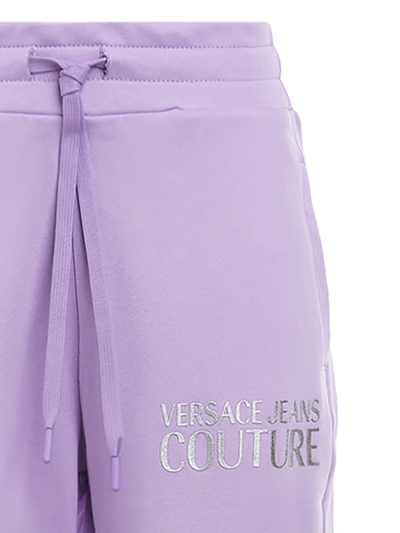 Shop Versace Jeans Couture Thick Lamina Logo Print Joggers In Lavander