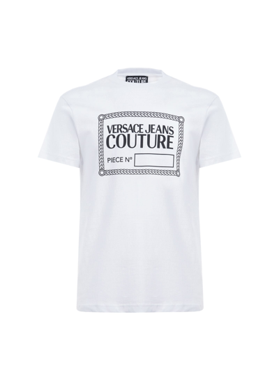 Shop Versace Jeans Couture T-shirt With Nr Piece Rubberised Print In White