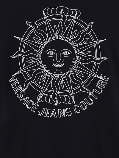 Shop Versace Jeans Couture T-shirt With Sun Outline Print In Black
