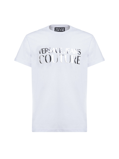 Shop Versace Jeans Couture T-shirt With Mirror Logo Print In 003+900