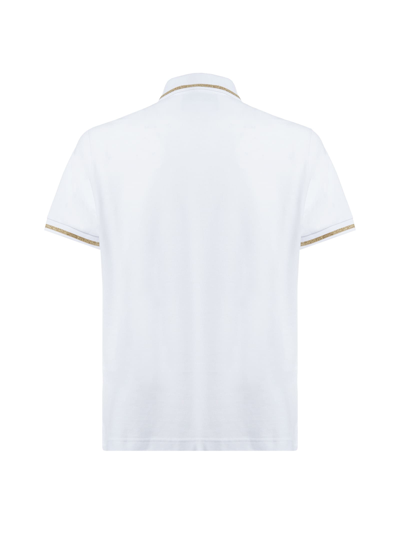 Shop Versace Jeans Couture Piquet Polo Shirt With Embroidered V In 003 + 948