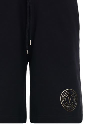 Shop Versace Jeans Couture Jogger Shorts With Lamina V Emblem In 899 + 948