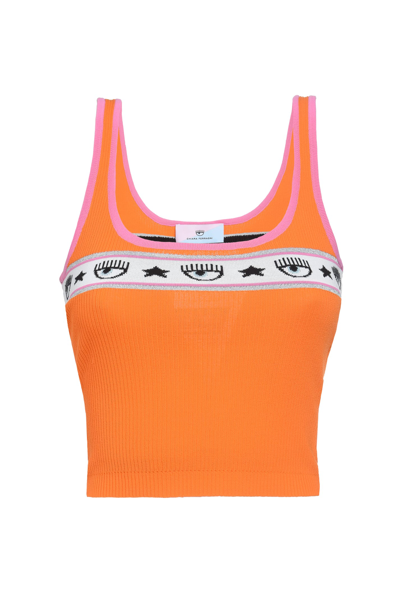 Shop Chiara Ferragni Form-fitting Vest Top With Logomania Detail In Persimon