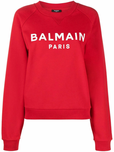 Shop Balmain Women's Red Cotton Sweatshirt
