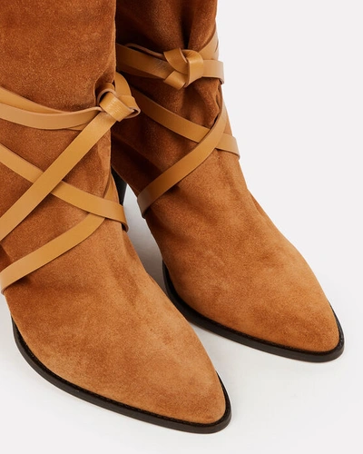 Shop Isabel Marant Lidly Leather-trimmed Suede Ankle Boots In Brown