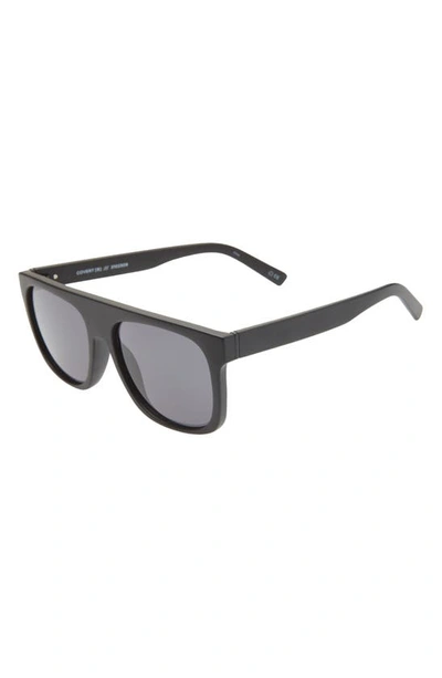 Shop Le Specs Covert Modern 56mm Flat Top Sunglasses In Black Rubber/ Smoke Mono
