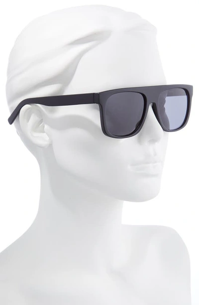 Shop Le Specs Covert Modern 56mm Flat Top Sunglasses In Black Rubber/ Smoke Mono