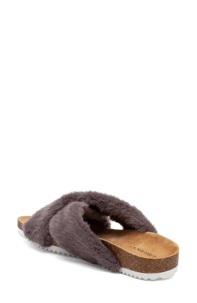 Shop Lisa Vicky Olla Faux Fur Slide Sandal In Grey Faux Fur