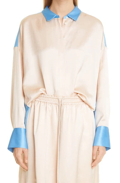 Shop Partow Theo Colorblock Button-up Shirt In Nude Sky