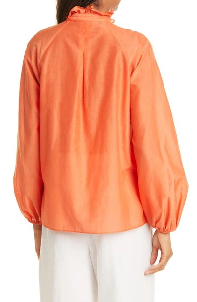 Shop Kobi Halperin Kendall Cotton & Silk Blouse In Tangerine