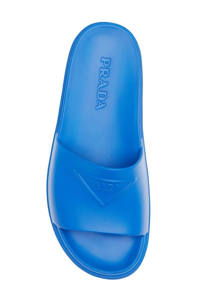 Shop Prada Logo Slide Sandal In Azzurro