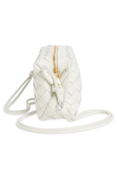 Shop Bottega Veneta Small Intrecciato Leather Crossbody Bag In White-gold