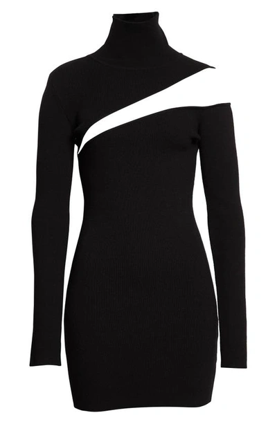 Shop Gauge81 Istan Rib Wool Blend Cutout Minidress In Black
