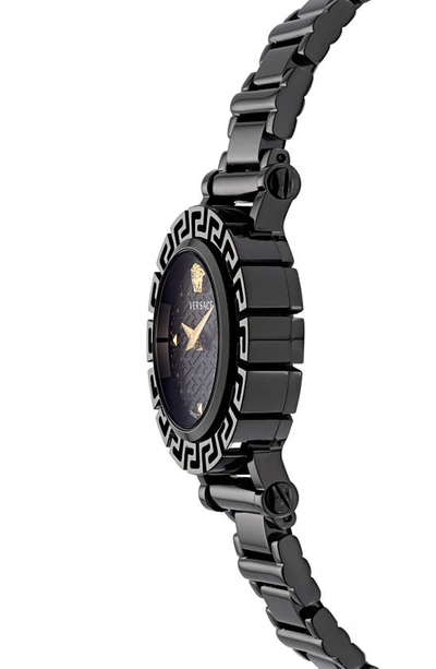 Shop Versace Greca Glam Bracelet Watch, 30mm In Ip Black