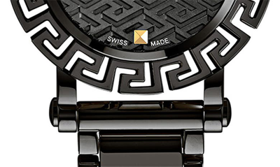 Shop Versace Greca Glam Bracelet Watch, 30mm In Ip Black