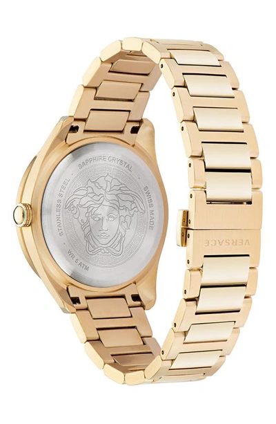 Shop Versace Greca Dome Bracelet Watch, 42mm In Ip Yellow Gold
