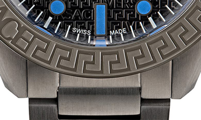 Shop Versace Greca Dome Bracelet Watch, 42mm In Ip Gunmetal