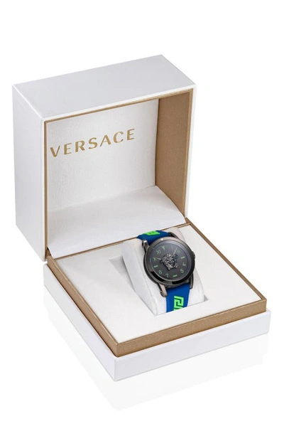Shop Versace Palazzo Silicone Strap Watch, 43mm In Ip Gunmetal