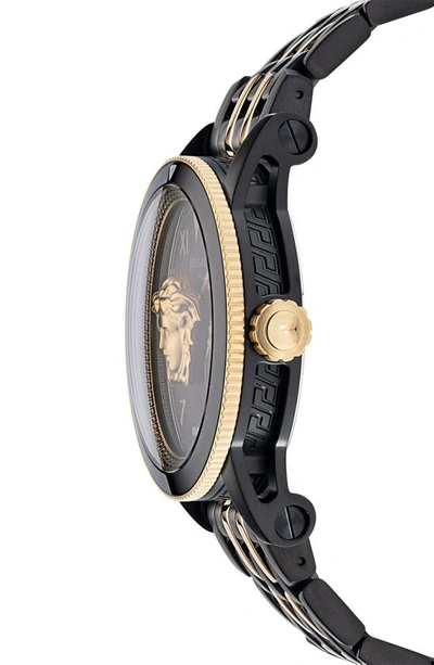 Shop Versace Palazzo Bracelet Watch, 43mm In Ip Yellow Gold/ Ip Black