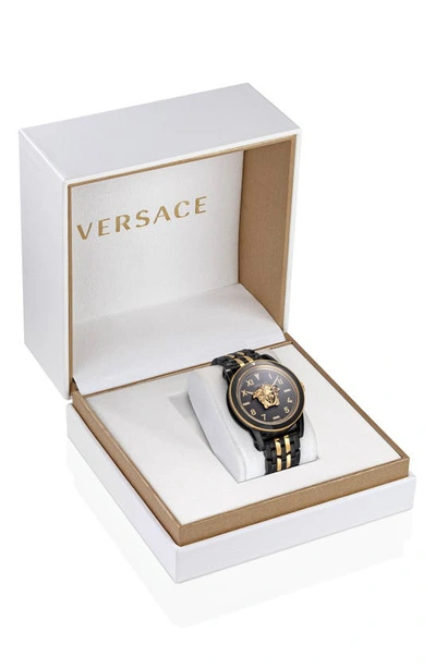 Shop Versace Palazzo Bracelet Watch, 43mm In Ip Yellow Gold/ Ip Black