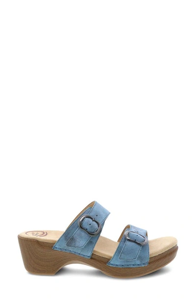 Shop Dansko Sophie Slide Sandal In Dusty Blue Suede