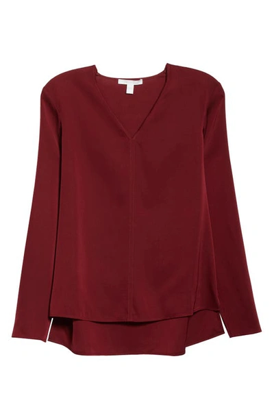 Shop Hugo Boss Ivala V-neck Stretch Silk Blouse In Grenadine