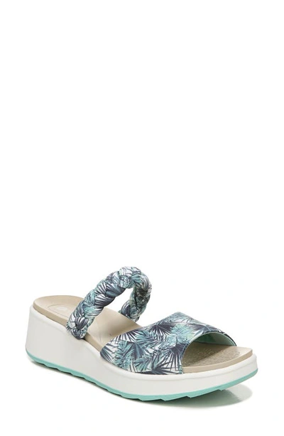 Shop Bzees New Wave Wedge Slide Sandal In Green Leaf Print